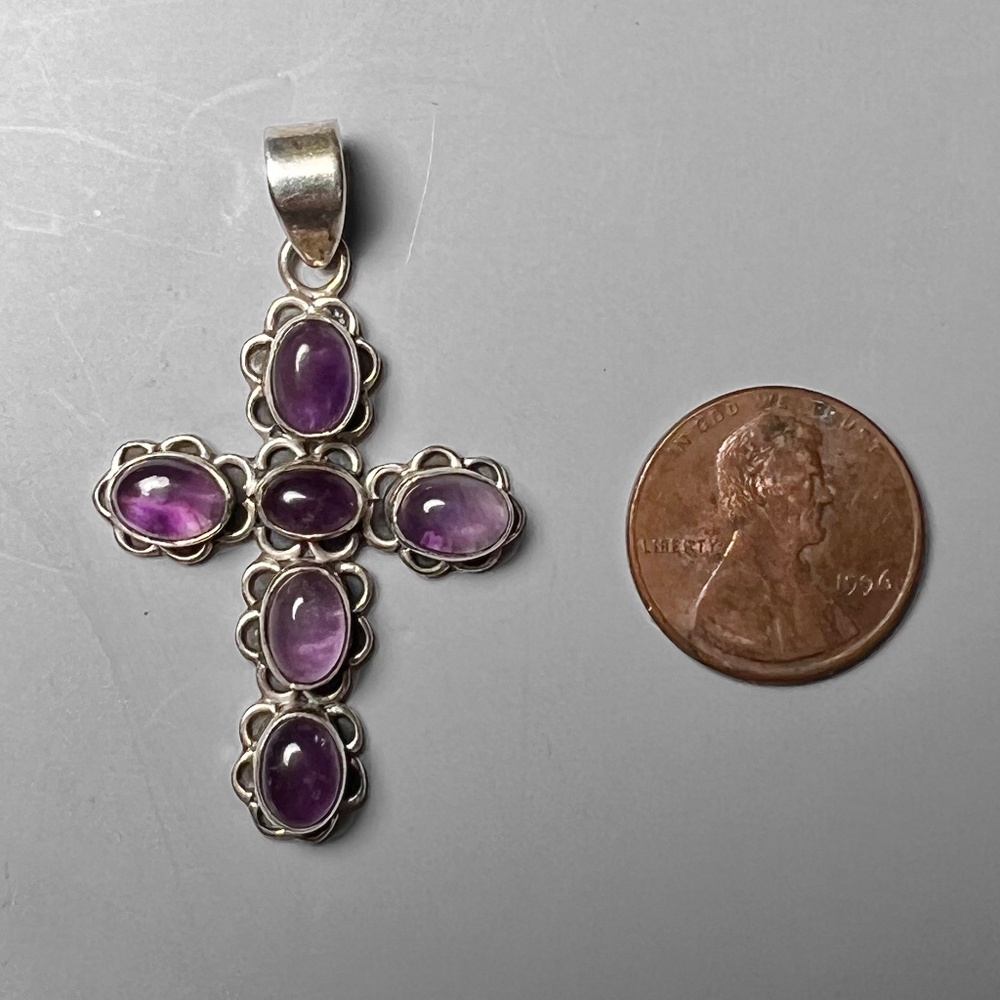 Purple Amethyst Cross Pendant - Picture 2 of 5